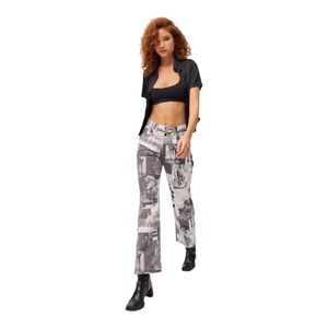 BDG Urban Outfitters‎ Cowboy High waist mit Renaissance-Print Jeans Gray white